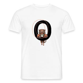 Buchstabe O Tiger - Geschenkidee - Männer T-Shirt - Weiß - Vorne - AI Model Male 178 dark (178cm)