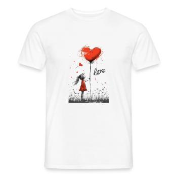 Child with heart balloon conveyed in vivid sketch - Men's T-Shirt - white - Front - AI Model Male 178 dark (178cm)
