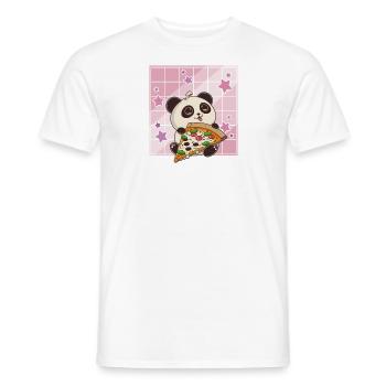 Süßer Kawaii Panda, Der Pizza Isst Anime Manga - Männer T-Shirt - Weiß - Vorne - AI Model Male 178 dark (178cm)
