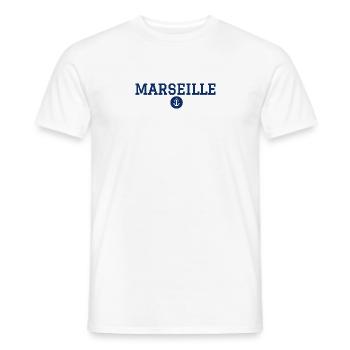 Marseille médaillon ancre - T-shirt homme - blanc - Devant - AI Model Male 178 dark (178cm)