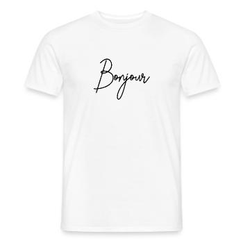 Bonjour - T-shirt homme - blanc - Devant - AI Model Male 178 dark (178cm)