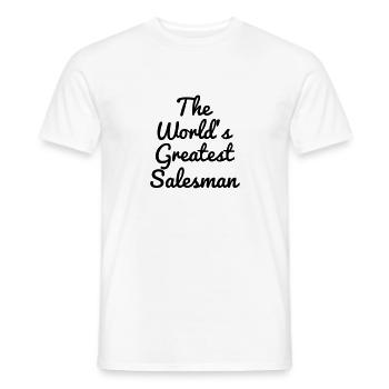 commercial / vente / vendeur / vendeuse - T-shirt homme - blanc - Devant - AI Model Male 178 dark (178cm)