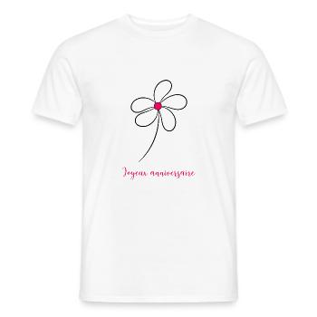 JOYEUX ANNIVERSAIRE. HAPPY BIRTHDAY. ANNIVERSAIRE. - T-shirt homme - blanc - Devant - AI Model Male 178 dark (178cm)
