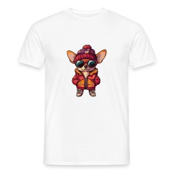 Chihuahua Dog Winter Comic - Men's T-Shirt - white - Front - AI Model Male 178 dark (178cm)