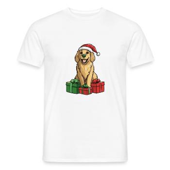 Golden Retriever Hund Weihnachten Comic Geschenke - Männer T-Shirt - Weiß - Vorne - AI Model Male 178 dark (178cm)