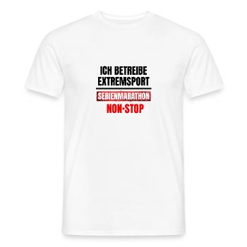 Lustiger Spruch Extremsport Serienmarathon Nonstop - Männer T-Shirt - Weiß - Vorne - AI Model Male 178 dark (178cm)