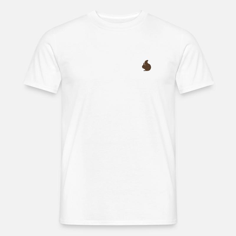 Eichhörnchen bestickt - T-shirt herr - vit