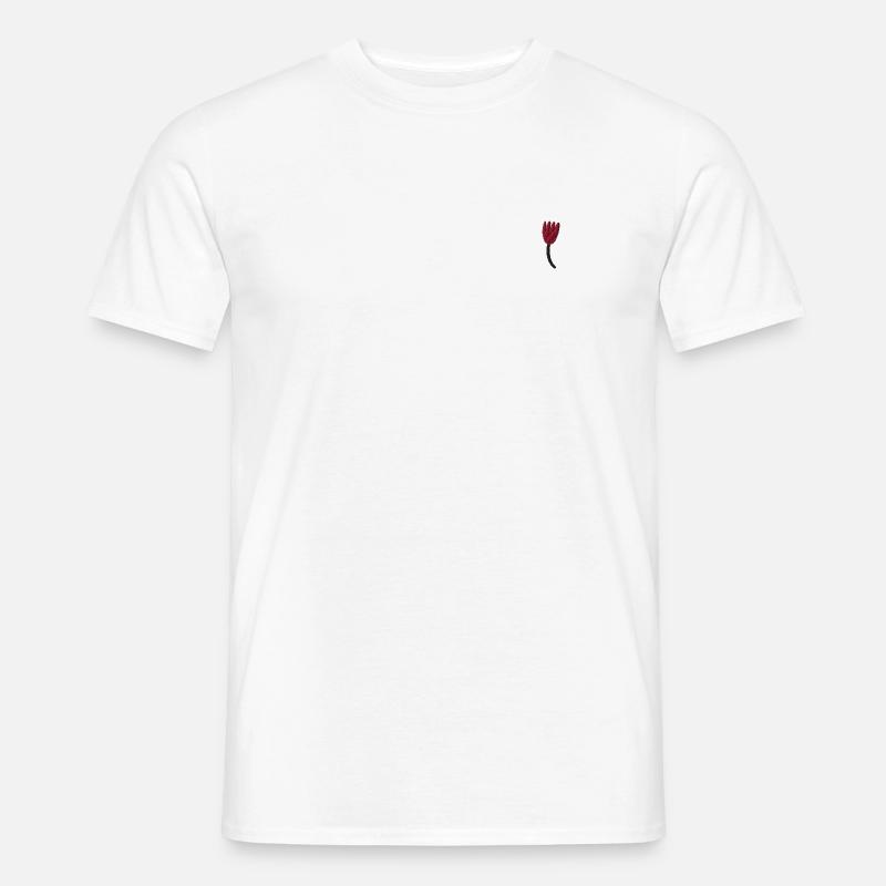 Tulipan broderet - Mænd T-shirt - hvid