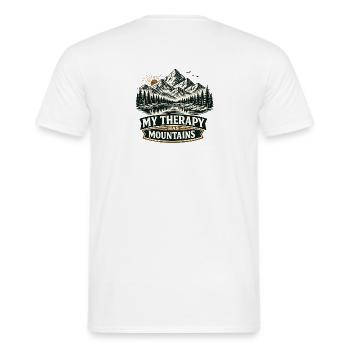 My Therapy Has Mountains | Hiking Design - Männer T-Shirt - Weiß - Hinten - AI Model Male 178 dark (178cm)