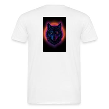 Neon Wolf auf Orange Circle - Männer T-Shirt - Weiß - Hinten - AI Model Male 178 dark (178cm)