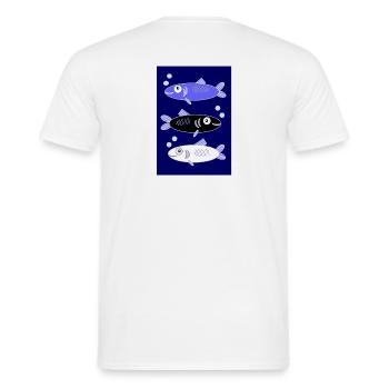 Three fish in the water - Men's T-Shirt - white - Back - AI Model Male 178 dark (178cm)