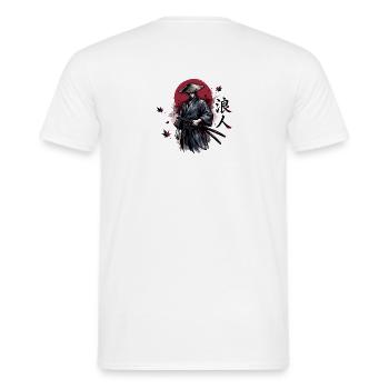 Schattensamurai im Herbstrot - Männer T-Shirt - Weiß - Hinten - AI Model Male 178 dark (178cm)