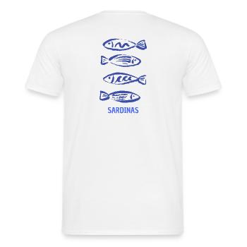 Sardinas - Männer T-Shirt - Weiß - Hinten - AI Model Male 178 dark (178cm)