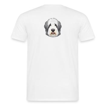 Old English Sheepdog Illustration | Bearded Collie - Männer T-Shirt - Weiß - Hinten - AI Model Male 178 dark (178cm)