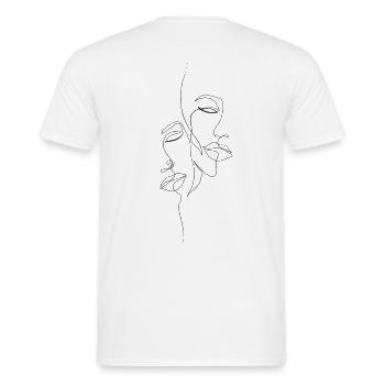Oneline faces - Männer T-Shirt - Weiß - Hinten - AI Model Male 178 dark (178cm)