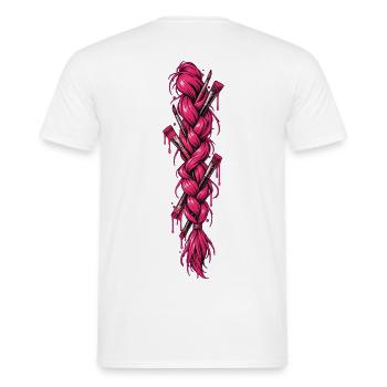 Pinker Zopf mit Pinsel - Männer T-Shirt - Weiß - Hinten - AI Model Male 178 dark (178cm)