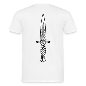 Minimalistisches schwarz-weiß Dolch-Line Art - Männer T-Shirt - Weiß - Hinten - AI Model Male 178 dark (178cm)