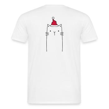 Katze Nikolaus Weihnachten Mütze Geschenkidee - Männer T-Shirt - Weiß - Hinten - AI Model Male 178 dark (178cm)