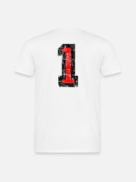 Zahl Eins (Vintage Rot) 1. Geburtstag Nr. 1 - Männer T-Shirt - Weiß