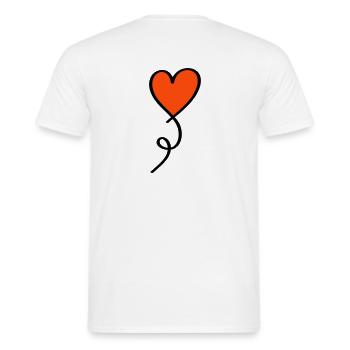 Herz am Faden zweifarbig - Männer T-Shirt - Weiß - Hinten - AI Model Male 178 dark (178cm)