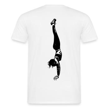 Frau im Handstand / Geschenkidee - Männer T-Shirt - Weiß - Hinten - AI Model Male 178 dark (178cm)