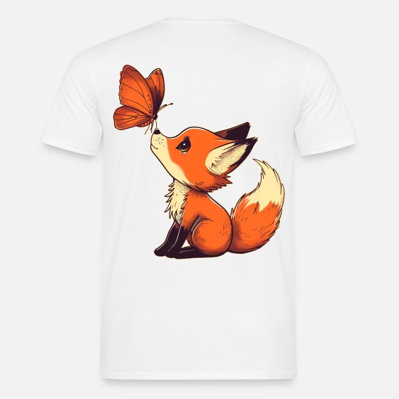 Volpe con farfalla - T-shirt uomo - bianco