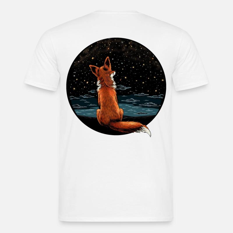 Fuchs mit Sternenhimmel - Männer T-Shirt - Weiß