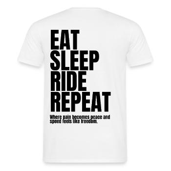 Eat Sleep Ride Repeat_black Bicycle Motif - Men's T-Shirt - white - Back - AI Model Male 178 dark (178cm)