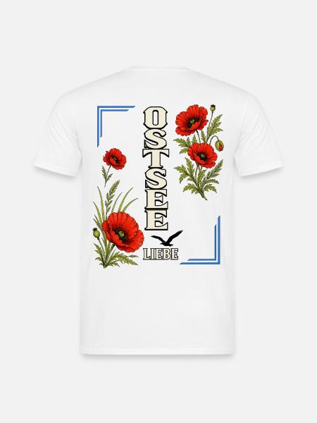 Ostsee Liebe mit Mohnblumen – Küstenmotiv - Männer T-Shirt - Weiß