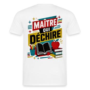maitre qui dechire  - T-shirt homme - blanc - Dos - AI Model Male 178 dark (178cm)