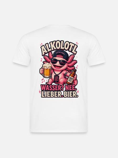  Backprint Bier Festival-Axolotl Bierliebhaber - Männer T-Shirt - Weiß