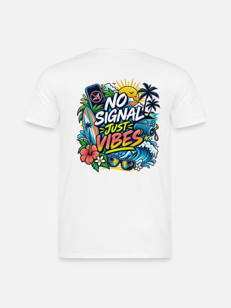No Signal Just Vibes Strandgrafik - Männer T-Shirt - Weiß