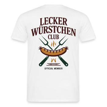 Würstchen Club Bratwurst Grillen JGA Grillmeister - Männer T-Shirt - Weiß - Hinten - AI Model Male 178 dark (178cm)