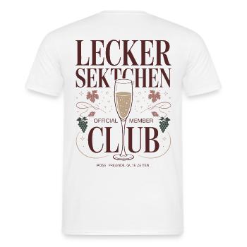Sekt Lecker Sektchen Club Prosecco JGA Mädelsabend - Männer T-Shirt - Weiß - Hinten - AI Model Male 178 dark (178cm)