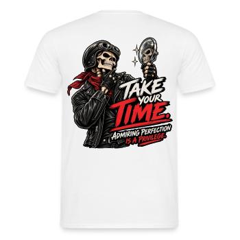 Perfektion zu bewundern ist ein Privileg - Männer T-Shirt - Weiß - Hinten - AI Model Male 178 dark (178cm)