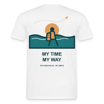 Meine Zeit Mein Weg - Männer T-Shirt - Weiß - Hinten - AI Model Male 178 dark (178cm)