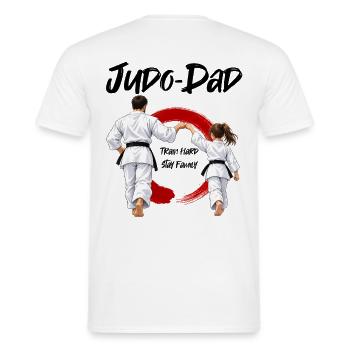 Judo Dad mit Tochter - Männer T-Shirt - Weiß - Hinten - AI Model Male 178 dark (178cm)