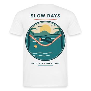 Slow Days Strandhammock Signet - Männer T-Shirt - Weiß - Hinten - AI Model Male 178 dark (178cm)