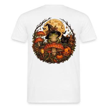 Magischer Hexenfrosch im Herbst - Männer T-Shirt - Weiß - Hinten - AI Model Male 178 dark (178cm)