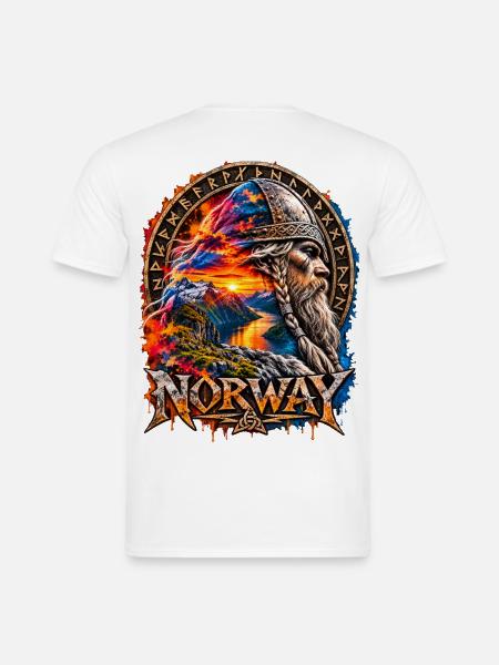 Norwegischer Wikinger Sonnenuntergang - Männer T-Shirt - Weiß