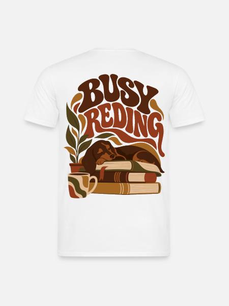 Busy Reading Dachshund - Männer T-Shirt - Weiß