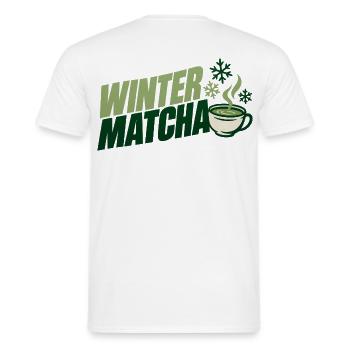 Grüne Winter Matcha Tasse - Männer T-Shirt - Weiß - Hinten - AI Model Male 178 dark (178cm)