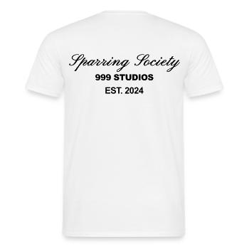 Sparring society White print - Men's T-Shirt - white - Back - AI Model Male 178 dark (178cm)