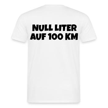 Null Liter auf 100 Km Fahrrad Spruch - Männer T-Shirt - Weiß - Hinten - AI Model Male 178 dark (178cm)
