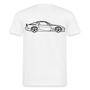 RX‑7 Line Silhouette – JDM Performance Art - Männer T-Shirt - Weiß - Hinten - AI Model Male 178 dark (178cm)