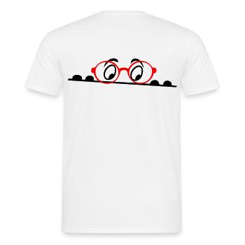 Glasses, eyes, comic - Men's T-Shirt - white - Back - AI Model Male 178 dark (178cm)