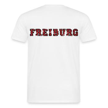 Freiburg College (Vintage Schwarz/Rot) - Männer T-Shirt - Weiß - Hinten - AI Model Male 178 dark (178cm)