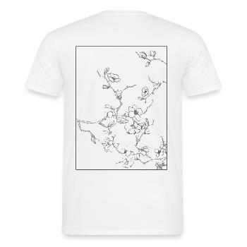 Floral Design Cerisier Outline Noir - T-shirt homme - blanc - Dos - AI Model Male 178 dark (178cm)