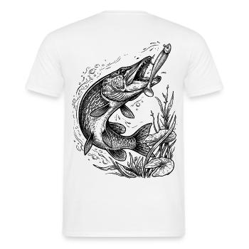 Pike on a softbait | Classic Collection - Men's T-Shirt - white - Back - AI Model Male 178 dark (178cm)