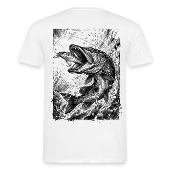 Pike on the Wobbler | Classic Collection - Men's T-Shirt - white - Back - AI Model Male 178 dark (178cm)